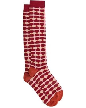 Maliparmi Geometric-Pattern Knee-High Socks - Red