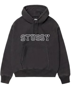 Stussy Logo-Embroidered Hoodie - Black