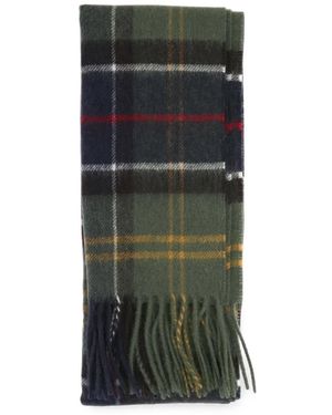 Barbour Tartan Logo-Patch Scarf - Green