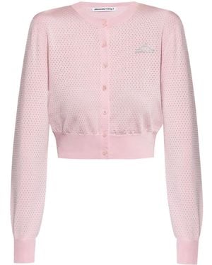 Alexander Wang Logo-Rubberised Cardigan - Pink