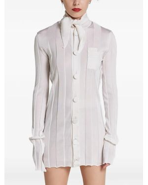 ROT Ribbed Tie-Collar Shirt - White