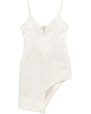 Coperni Asymmetric Floral-Jacquard Mini Dress - White