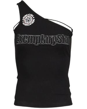 Anomalies Department Badge-Appliqué Tie-Up Top - Black