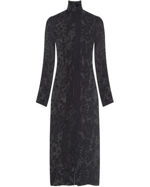 Marine Serre Floral-Print Tie-Neck Maxi Dress - Black