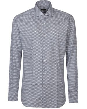 Barba Napoli ジオメトリックパターン シャツ - ブルー