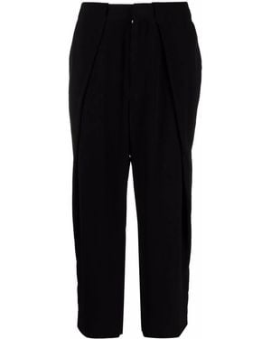 Balmain Cropped Straight-Leg Crepe Trousers - Black