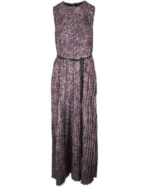 Lafayette 148 New York Pleated Printed Maxi Dress - Purple