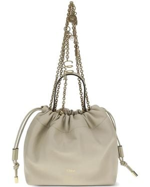 Chloé Chain Drawstring Bucket Bag - Natural