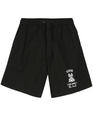 Iceberg Logo-Print Track Shorts - Black