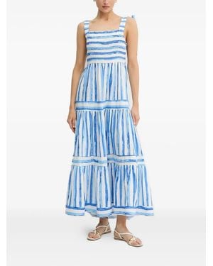Pedro Del Hierro Madrid スモックストライプ ドレス - ブルー