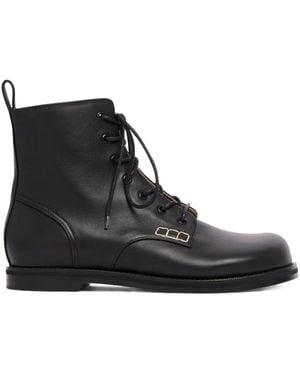 JW Anderson Lace-Up Leather Boots - Black