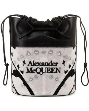 McQueen Bolso Bombonera Con Cordones - Negro