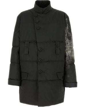 Yohji Yamamoto Gewatteerde Jas Met Hoge Hals - Zwart