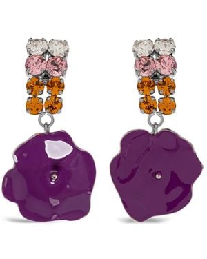Marni Flower-Design Embellished Earrings - Purple