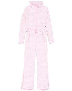 CORDOVA Gingham-Pattern Belted Ski Suit - Pink