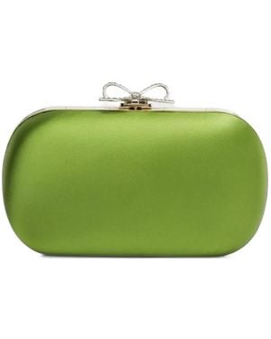 Self-Portrait Satin Clutch Bag - Green