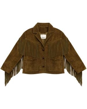 Isabel Marant Fringed Suede Notched Lapel Jacket - Brown