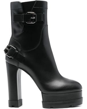 Casadei 130Mm Leather Ankle Boots - Black
