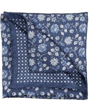 Elizabetta Nunzio Floral-Print Silk Pocket Square - Blue