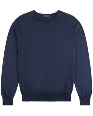 Fay Logo-Embroidered Crew-Neck Sweater - Blue