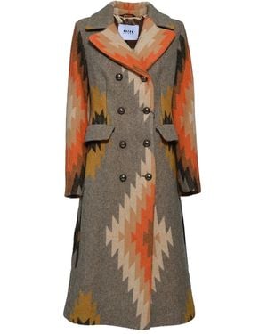 Bazar Deluxe Intarsia-Pattern Virgin-Wool Coat - Brown