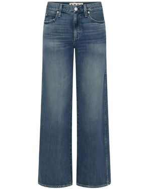 AMO Faith Zip-Up Flared Jeans - Blue