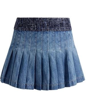 Alice + Olivia Mera Pleated Denim Skirt - Blue