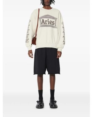 Aries Temple-Print Sweatshirt - Natural