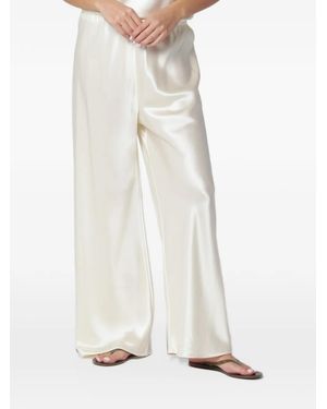 Almada Label Bias-Cut Satin Palazzo Pants - White