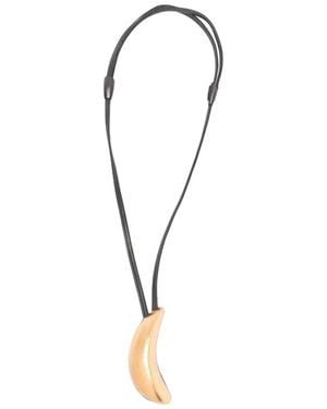 Monies Crescent-Pendant Wood Necklace - White
