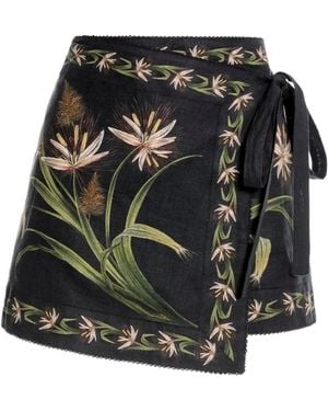 Agua Bendita Luna Azucar Floral-Print Mini Skirt - Black