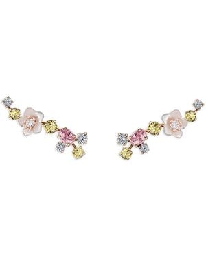 Anabela Chan Pendientes Rose Floral Con Diamantes Y Zafiro - Neutro