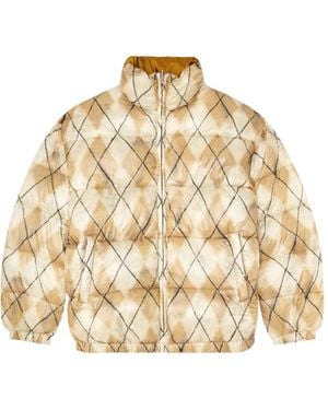 DIESEL Reversible Puffer Jacket With Argyle Print - Natural