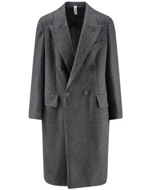 Hevò Herringbone Double-Breasted Coat - Gray