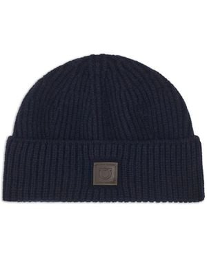 Ferragamo Ribbed Tag Knitted Beanie - Blue