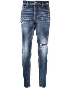 DSquared² Distressed-Finish Denim Jeans - Blue