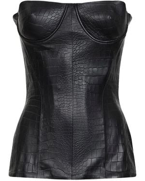 Alex Perry Crocodile-Embossed Strapless Top - Black