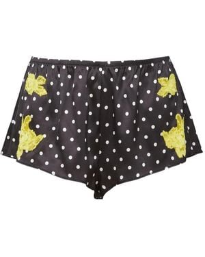 Fleur du Mal Juliet Polka-Dot Floral-Appliqué Shorts - White
