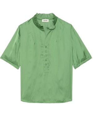 Zadig & Voltaire Topher Ruffled Button Top - Green