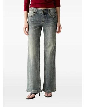 Miss Sixty Logo-Patch Whiskered Straight Jeans - Grey