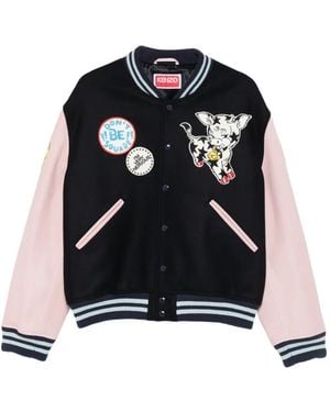 KENZO Badges-Embroidered Bomber Jacket - Black