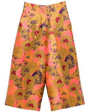 Psophia Floral-Jacquard Wide-Leg Trousers - Orange