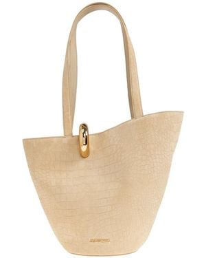 Jacquemus The Medium Bambola Crocodile-Effect Shoulder Bag - White