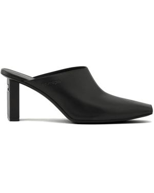 Courreges 70Mm Square-Toe Leather Mules - Black