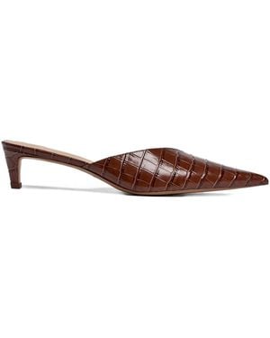 12 STOREEZ 40Mm Crocodile-Embossed Pointed-Toe Mules - Brown