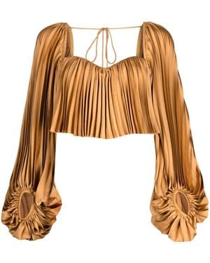 Acler Moston Pleated Cropped Top - Brown