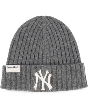 Sporty & Rich X Ny Yankees Heritage Serif Beanie Hat - Gray