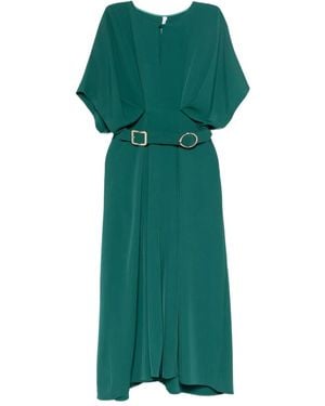 Imperial Belted Cotton Midi Dress - Green