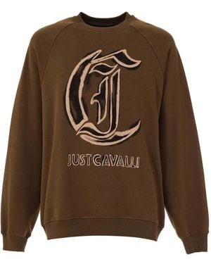Just Cavalli Logo-Print Raglan Sweatshirt - Brown