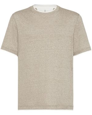Brunello Cucinelli T-Shirt Con Design A Strati - Bianco